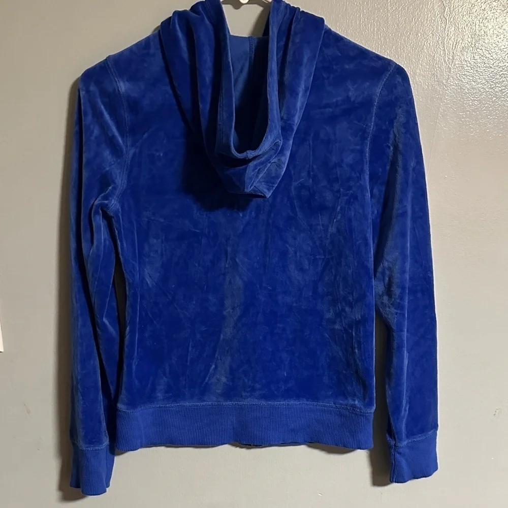 Justice Royal Blue Velour Tracksuit with Peace Signs, Size 12